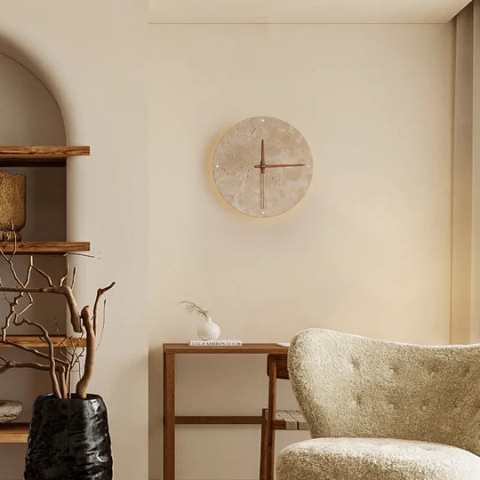 Auris | Lampada da parete in pietra & orologio | Beige