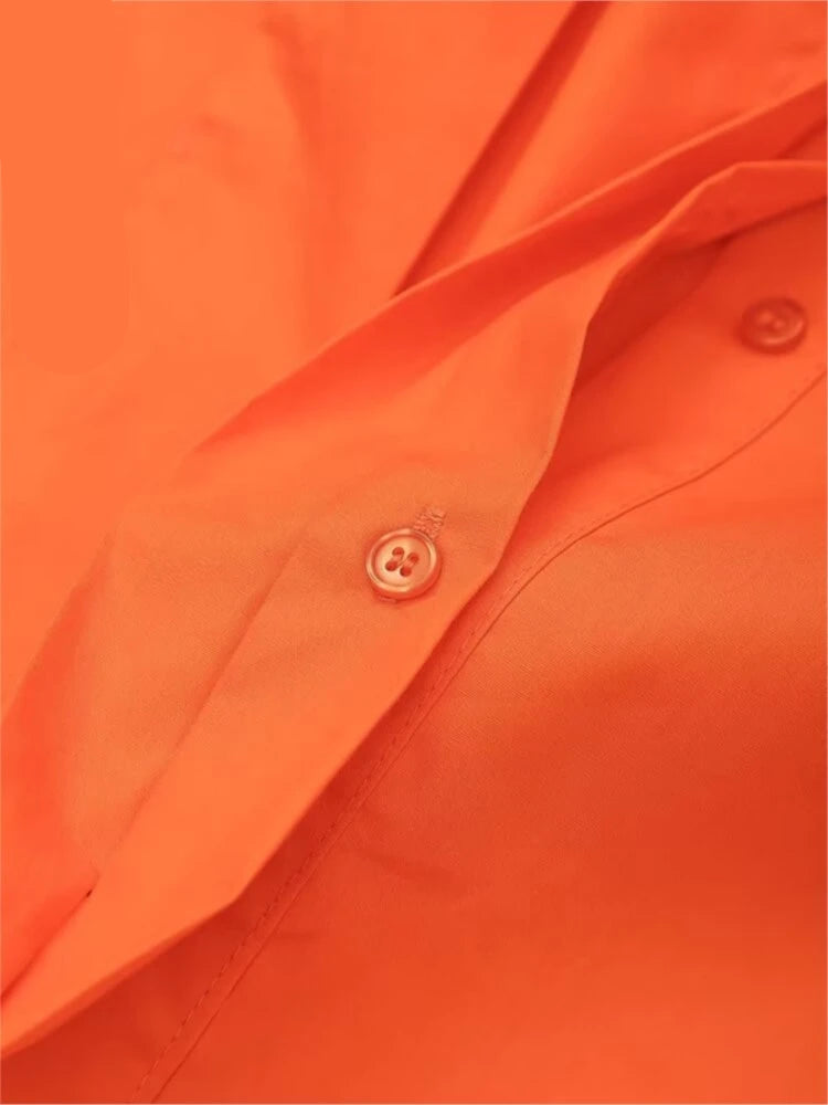 Noa | Short summer dress with belt for women | Orange