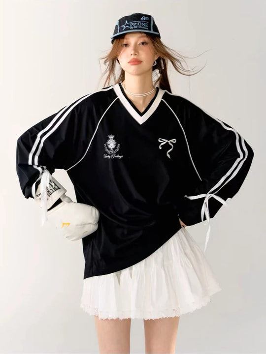 Vera | Dames Oversized Vintage Jersey | Zwart