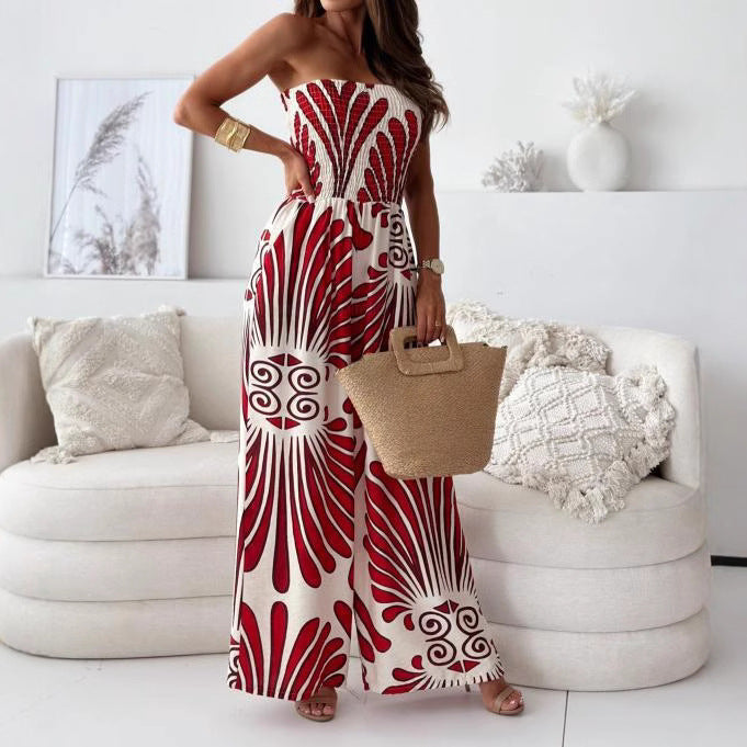 Sophia | Tuta senza spalline con pantaloni larghi