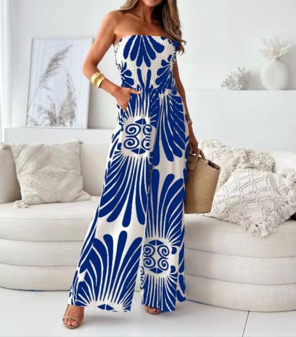 Sophia | Tuta senza spalline con pantaloni larghi