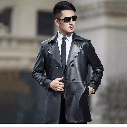 Hendrik | Luxus Lederjacke mit Doppelter Knopfreihe