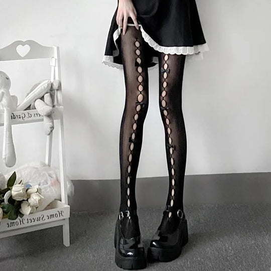 Stefanie | Dijhoge panty met strikdetails