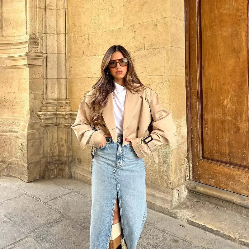 Stephanie | Eleganter kurzer Trenchcoat