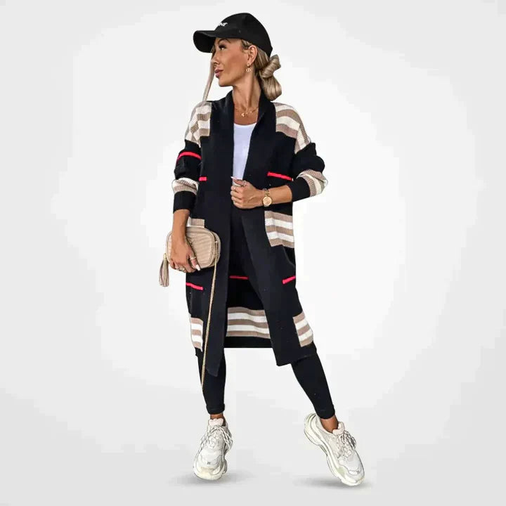 Stephanie | Long striped cardigan