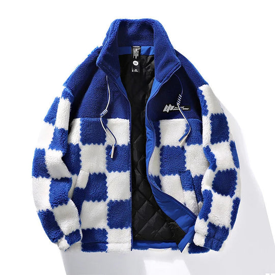 Stephen | Auffällige Fleecejacke mit Schachbrettmuster