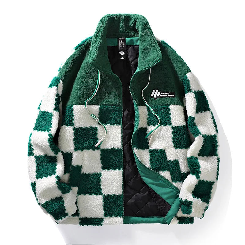 Stephen | Striking fleece jacket with checkerboard pattern