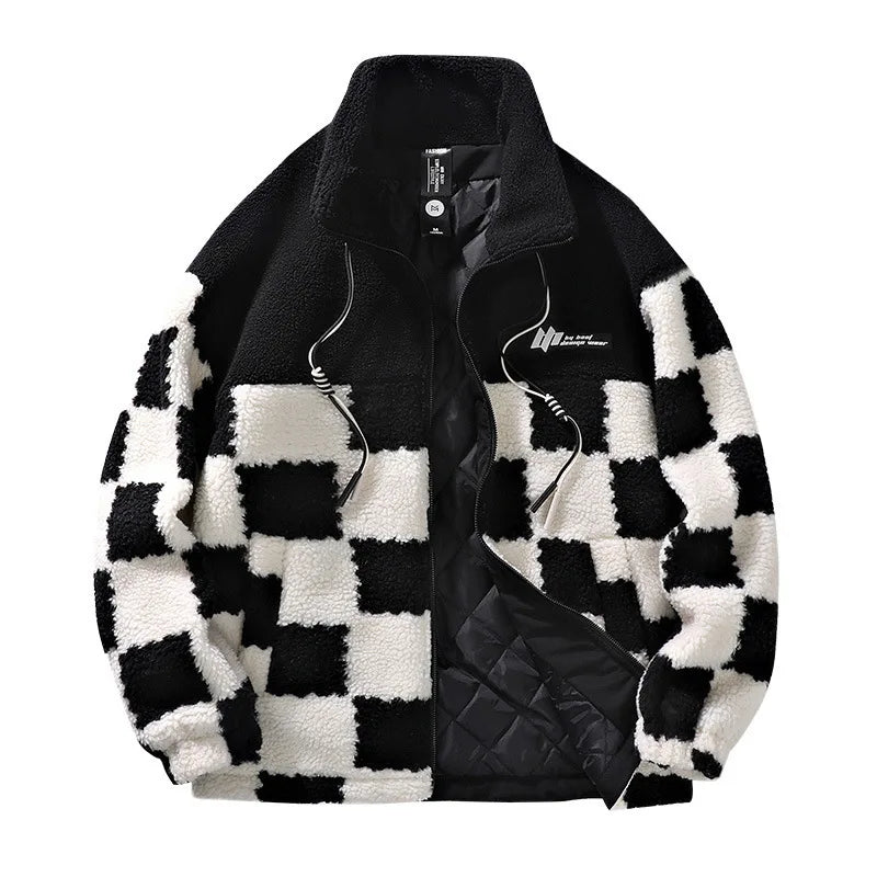 Stephen | Auffällige Fleecejacke mit Schachbrettmuster