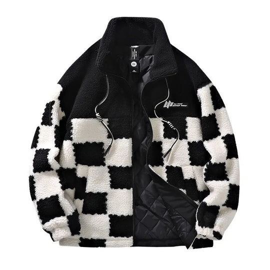Stephen | Auffällige Fleecejacke mit Schachbrettmuster