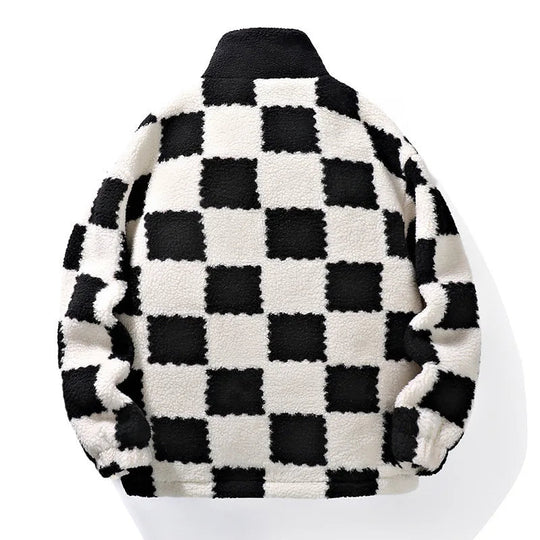 Stephen | Auffällige Fleecejacke mit Schachbrettmuster