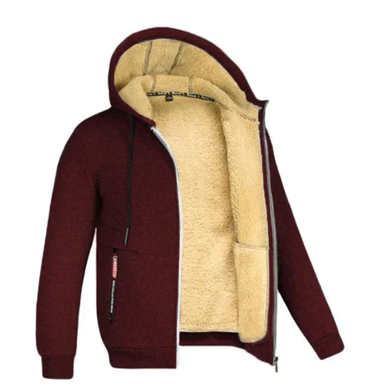Heren fleece hoodie met zachte voering, perfect voor koudere dagen. Deze comfortabele jas biedt extra warmte en is voorzien van een ruime capuchon en ritszakken voor praktisch gebruik. Ideaal voor dagelijks gebruik en buitenactiviteiten, met een moderne en stoere uitstraling die gemakkelijk te combineren is met verschillende outfits.