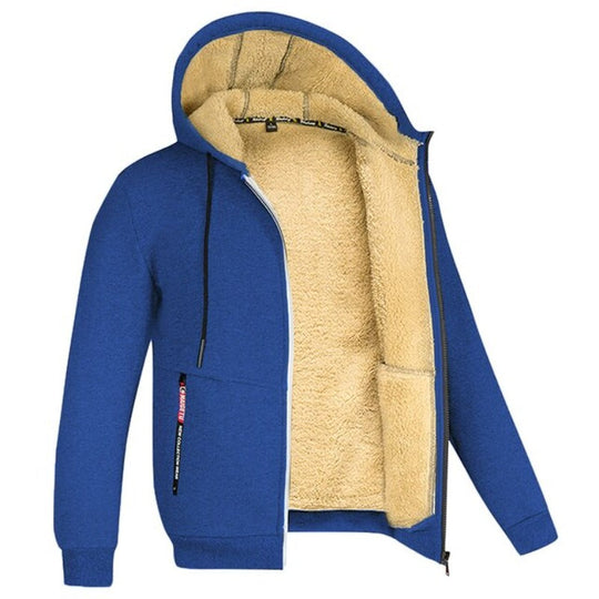 Heren fleece hoodie met zachte voering, perfect voor koudere dagen. Deze comfortabele jas biedt extra warmte en is voorzien van een ruime capuchon en ritszakken voor praktisch gebruik. Ideaal voor dagelijks gebruik en buitenactiviteiten, met een moderne en stoere uitstraling die gemakkelijk te combineren is met verschillende outfits.