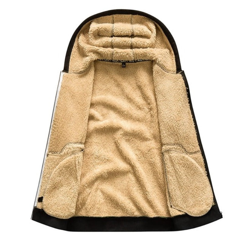 Warme heren hoodie met dikke sherpa fleece voering.