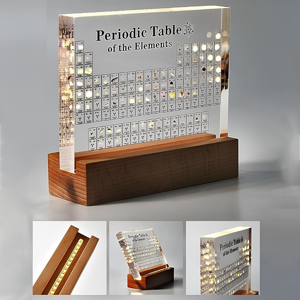 Het display vangt het licht en benadrukt de elementen.
