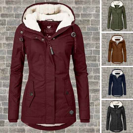 Emma - Warm winter coat with hood and fleece lining