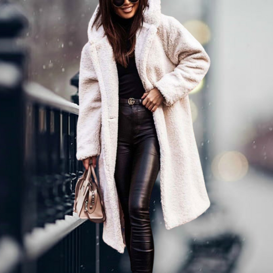 Lara - Fashionable long teddy coat with a luxurious look