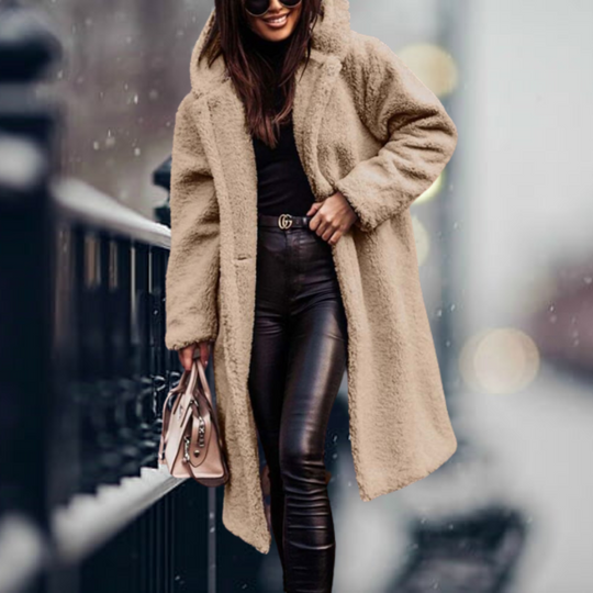 Lara - Fashionable long teddy coat with a luxurious look