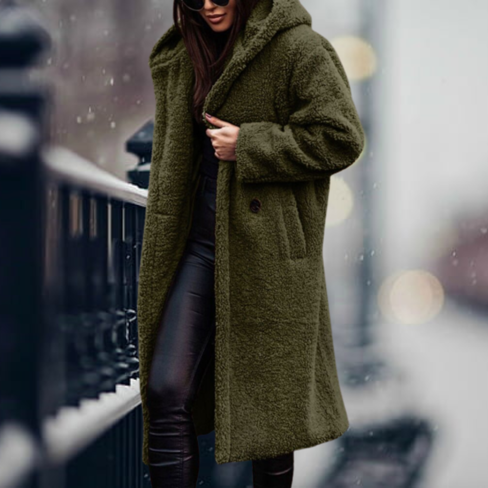 Lara - Fashionable long teddy coat with a luxurious look
