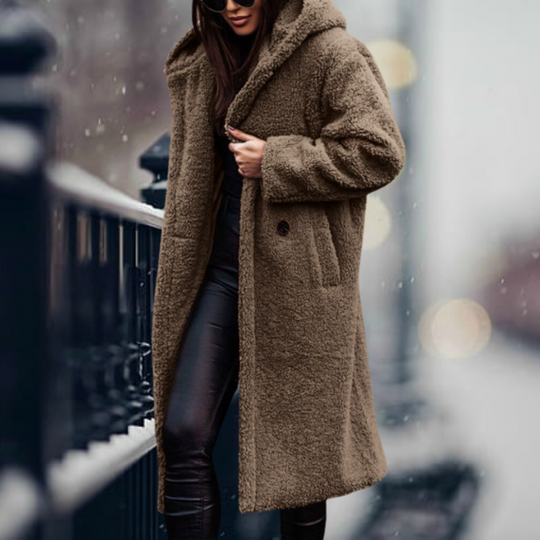 Lara - Fashionable long teddy coat with a luxurious look