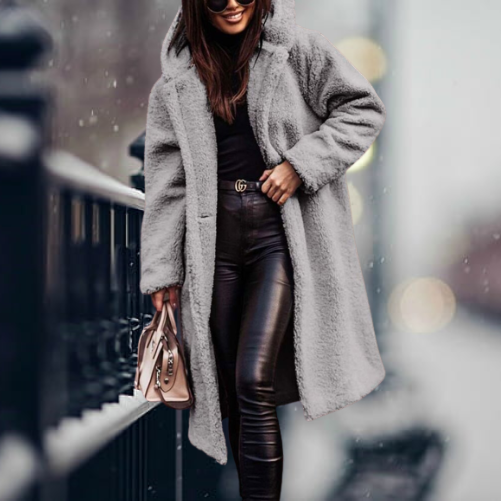 Lara - Fashionable long teddy coat with a luxurious look