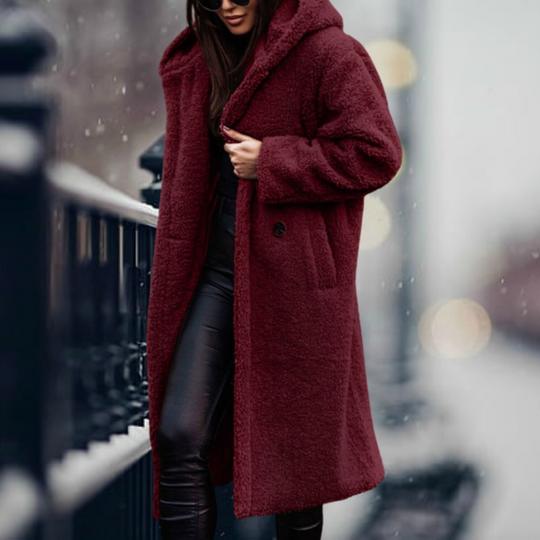 Lara - Fashionable long teddy coat with a luxurious look