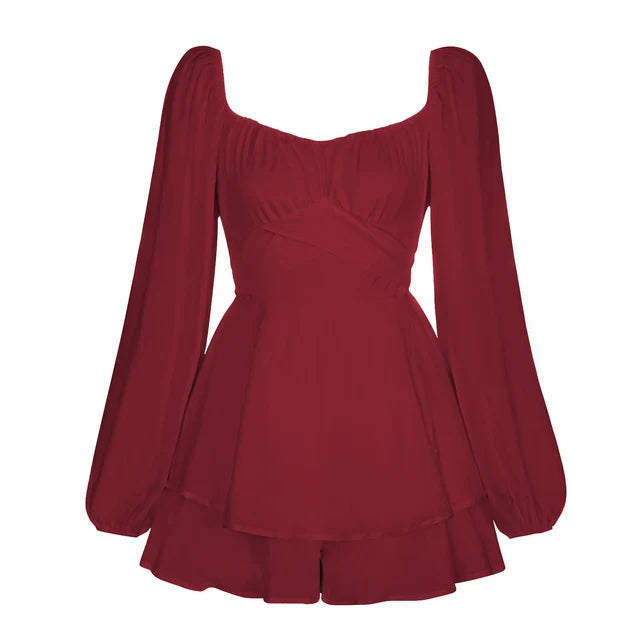 Vanessa | Ruffle Dream Mini Dress with Long Sleeves