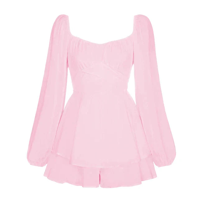 Vanessa | Ruffle Dream Mini Dress with Long Sleeves