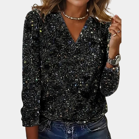 Vanessa | Stylish glitter top with V-neck