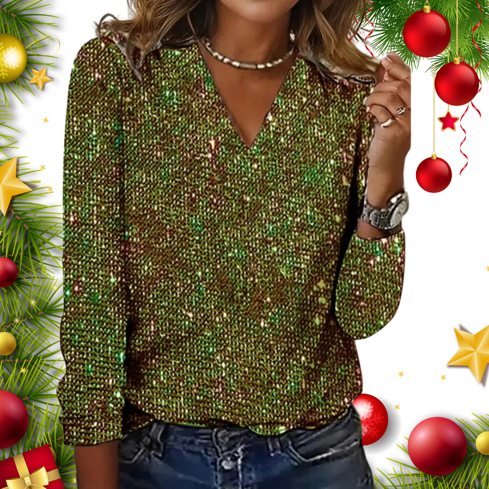 Vanessa | Stylish glitter top with V-neck