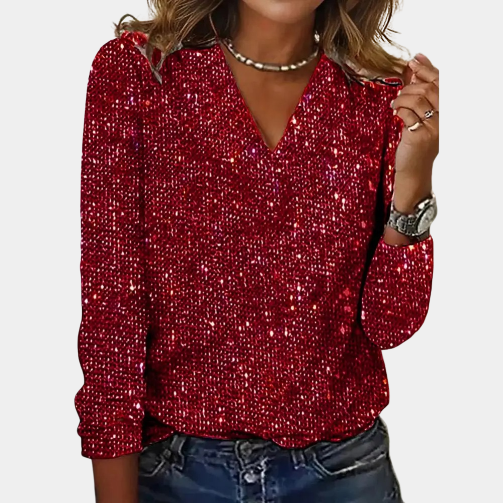 Vanessa | Stylish glitter top with V-neck