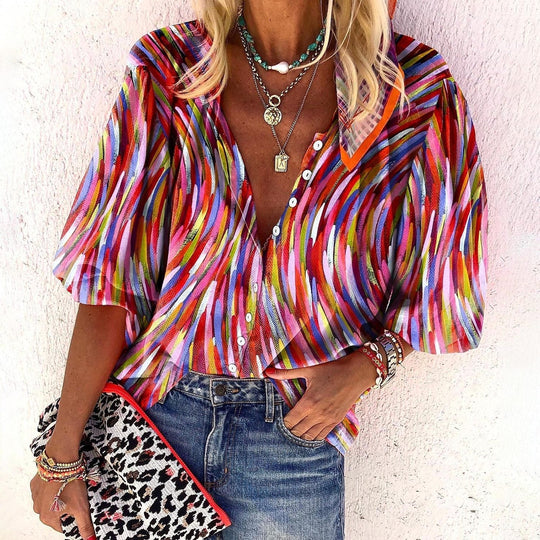 Vanessa | Trendy Boho Casual V Neck Blouse