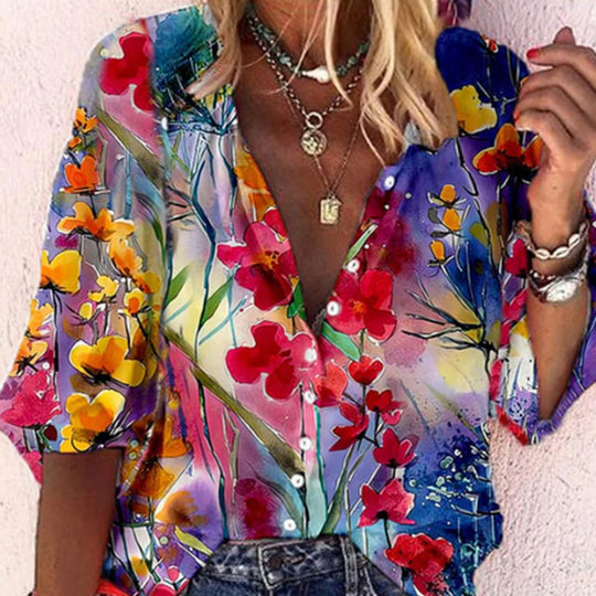 Vanessa | Trendy Boho Casual V Neck Blouse
