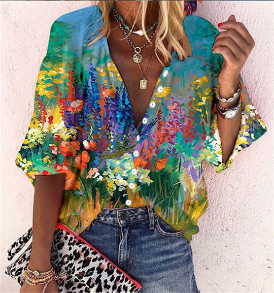 Vanessa | Trendy Boho Casual V Neck Blouse