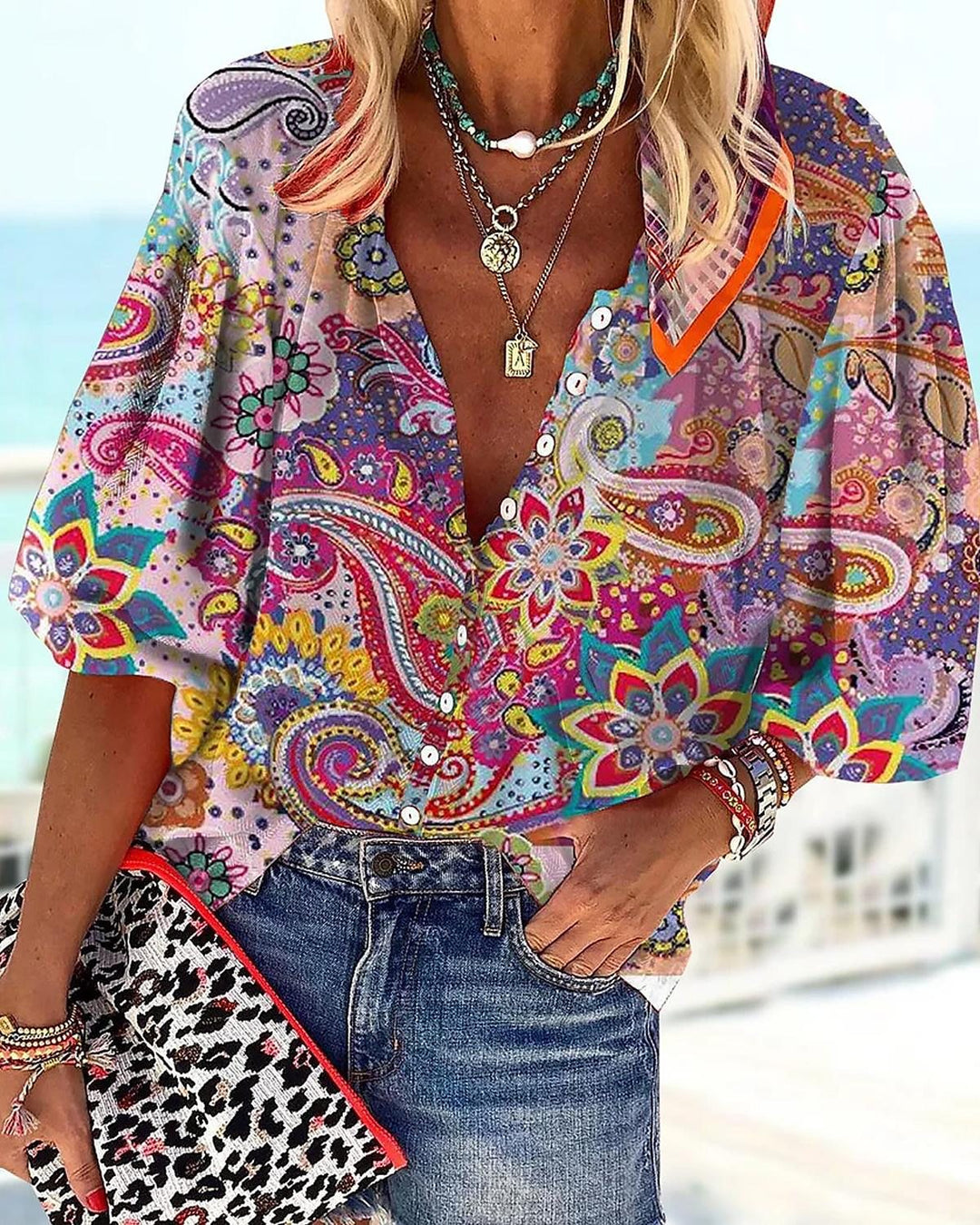 Vanessa | Trendy Boho Casual V Neck Blouse