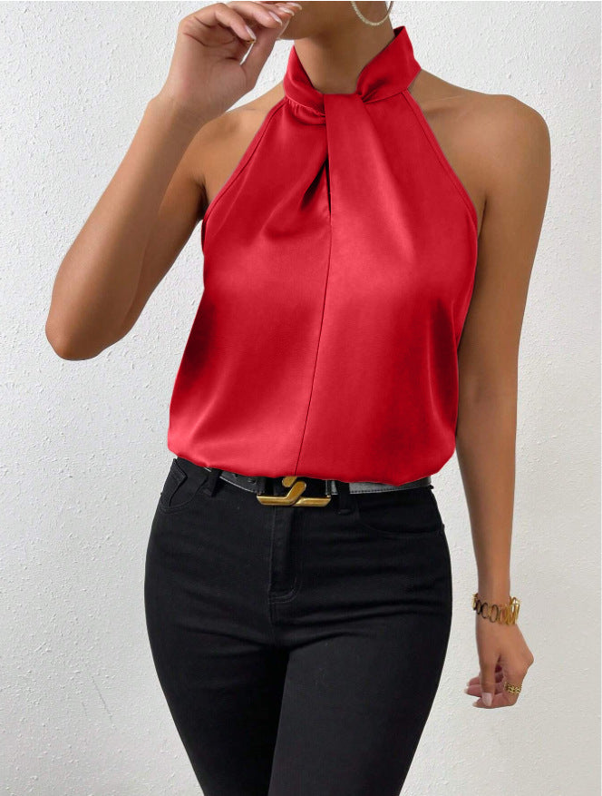 Vanna | Silk top with button neck