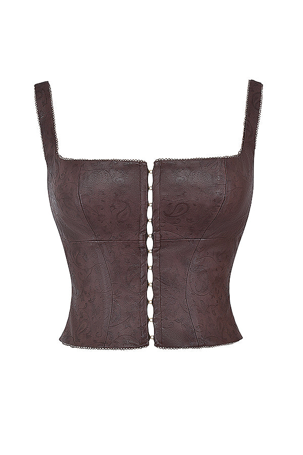 Fenna | Top corsetto alla moda in pelle vegana