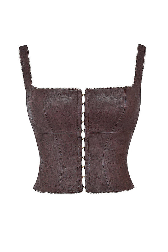 Fenna | Top corsetto alla moda in pelle vegana