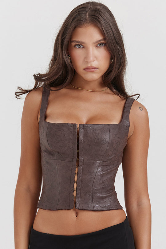 Fenna | Top corsetto alla moda in pelle vegana