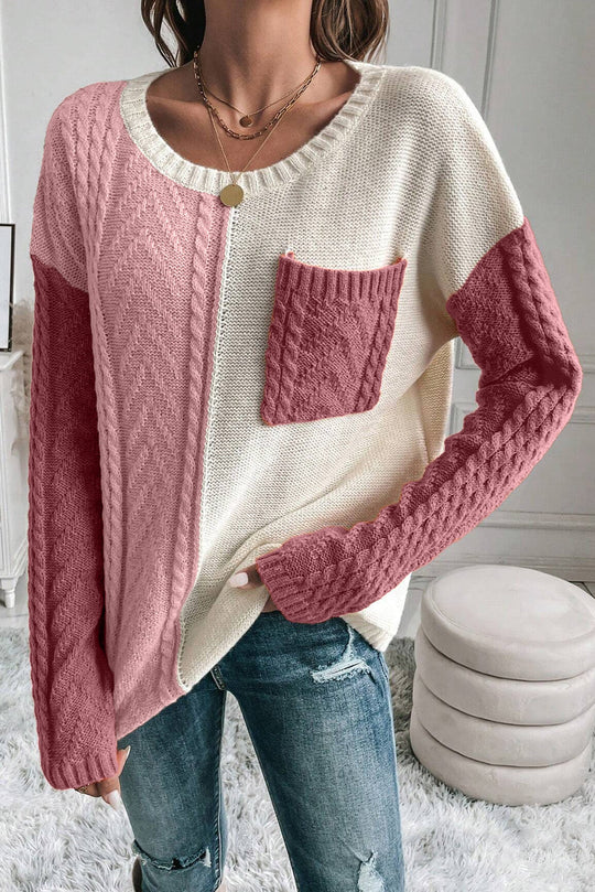 Callie - Trendiger Colour-Block-Pullover mit Rundhalsausschnitt und langen Ärmeln