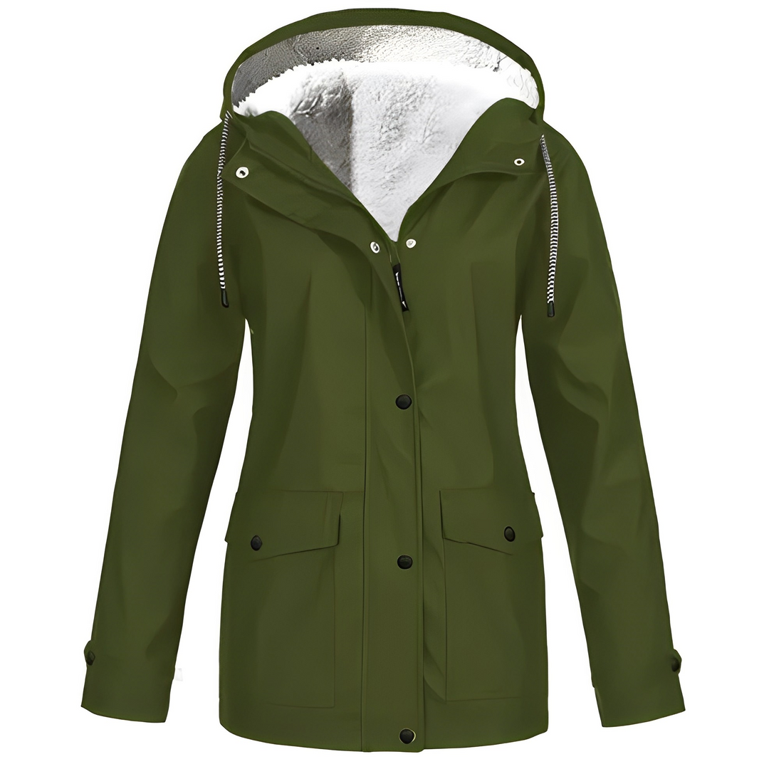 Lara - Waterproof Women's Raincoat with Fleece Lining and Hood