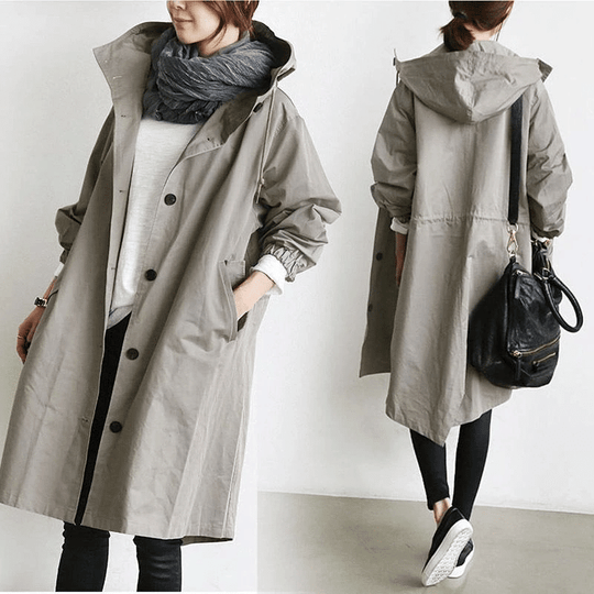 Lena - Stylish Oversized - Coat with Button Closure and Long Sleeves