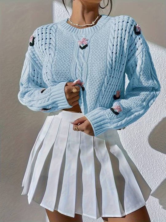 Olivia - Maglione lavorato a maglia ombreggiato con ricamo floreale