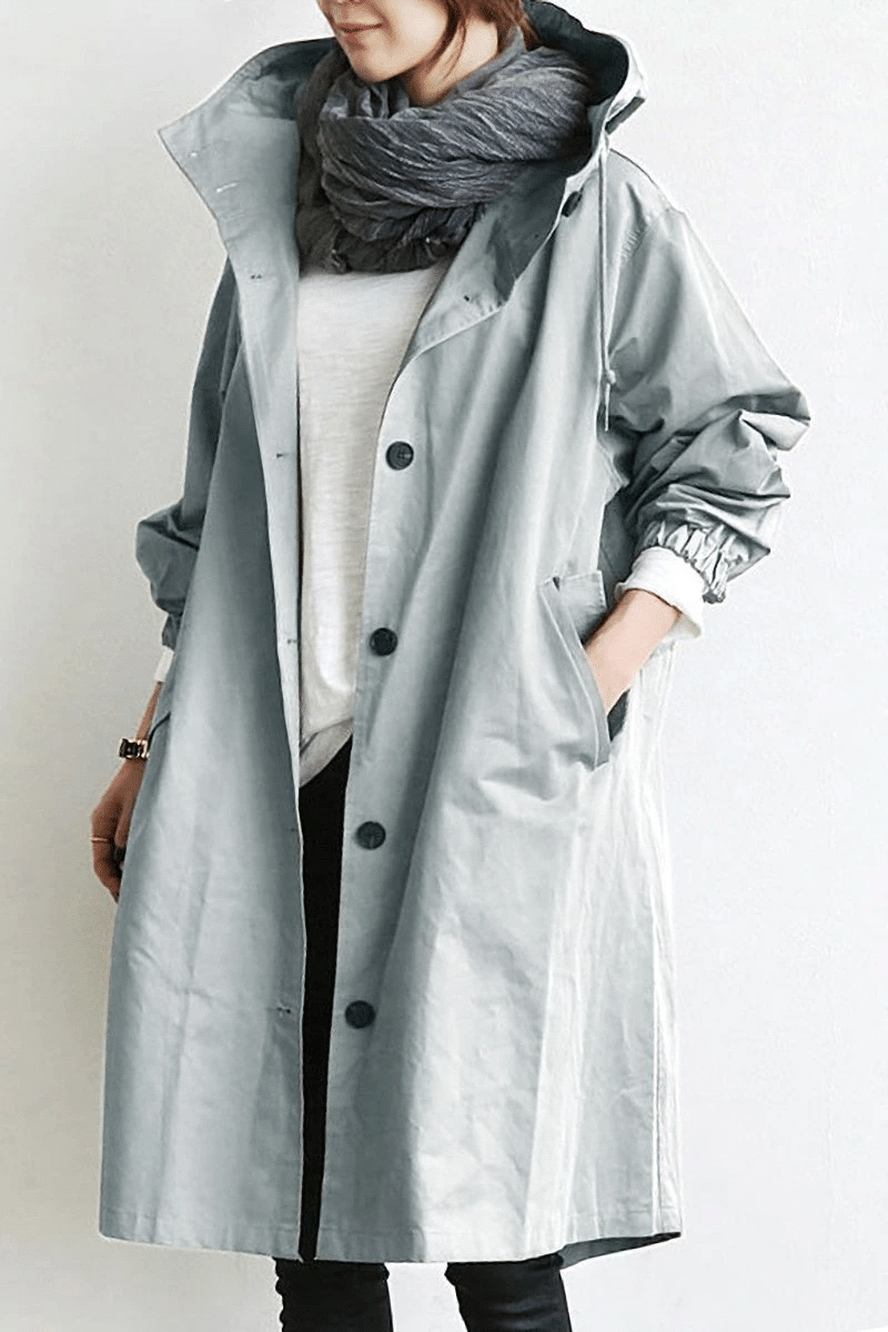 Lena - Stylish Oversized - Coat with Button Closure and Long Sleeves