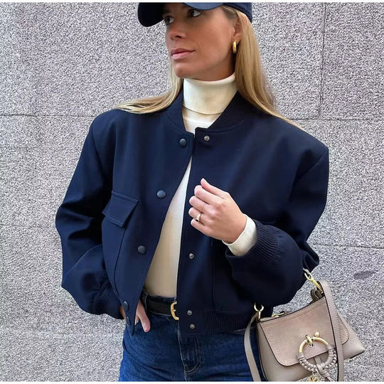 Noa | Giacca bomber oversize da donna | Blu scuro