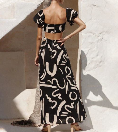 Olivia - Set Top e Gonna con Stampa Astratta