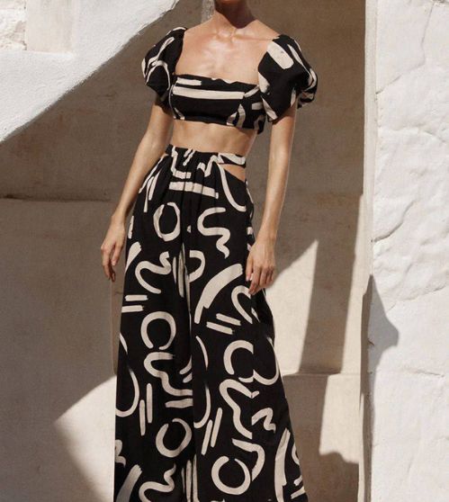 Olivia - Set Top e Gonna con Stampa Astratta