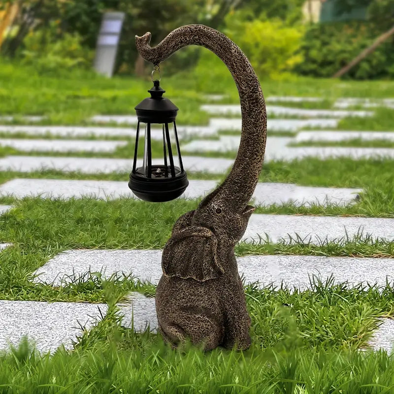 Elevara | Bronze Elefanten Sonnen-Gartenlampe | Bronze