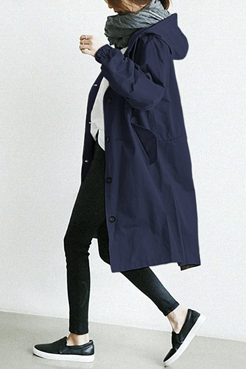 Lena - Stylish Oversized - Coat with Button Closure and Long Sleeves