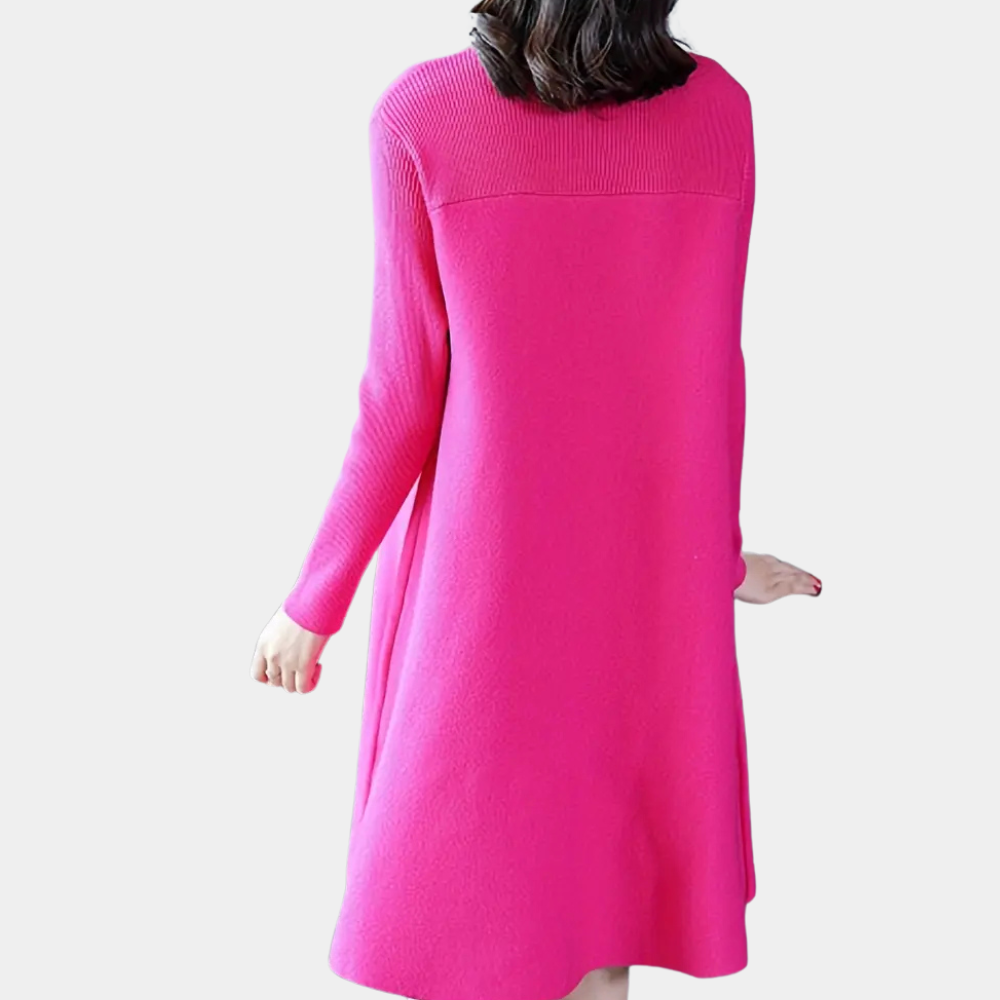 Liora | Damen Klassischer Pullover Kleid | Rosa