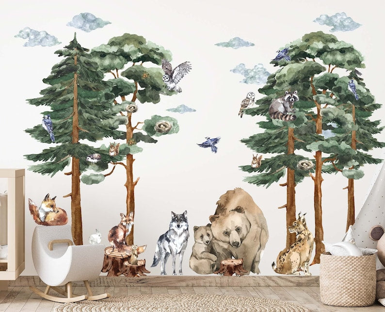Dreamwood | Adesivo murale bosco magico per cameretta | Gioioso e suggestivo